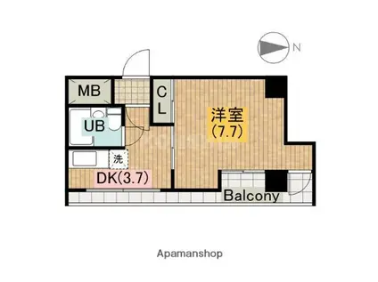 シャトーウエダ(1K/7階)の間取り写真
