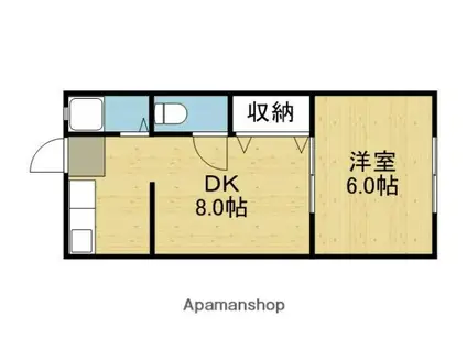 金沢マンション(1DK/2階)の間取り写真