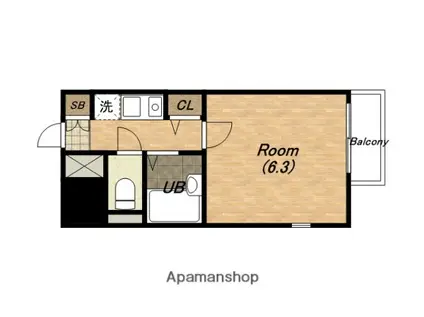 ディナスティ清水谷(1K/8階)の間取り写真