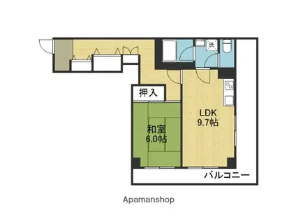 天満橋ニュースカイハイツ(1LDK/10階)の間取り写真