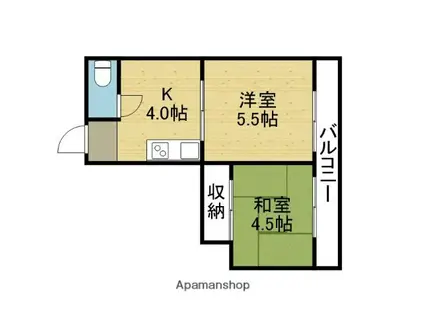 コーポ善山(2K/3階)の間取り写真