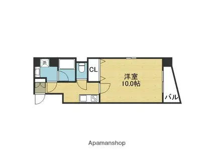 モンサンミッシェル北浜(1K/6階)の間取り写真