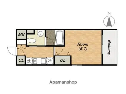 レオンコンフォート谷町六丁目(1K/6階)の間取り写真
