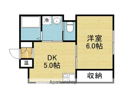 インフィールドⅡ(1DK/6階)の間取り写真