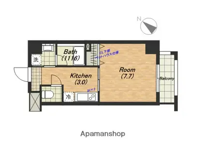 フォーチュン天王寺(1K/4階)の間取り写真