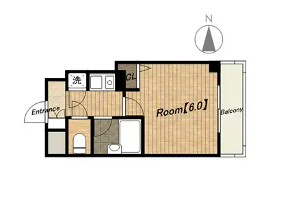 リーガル天王寺烏ヶ辻(1K/7階)の間取り写真