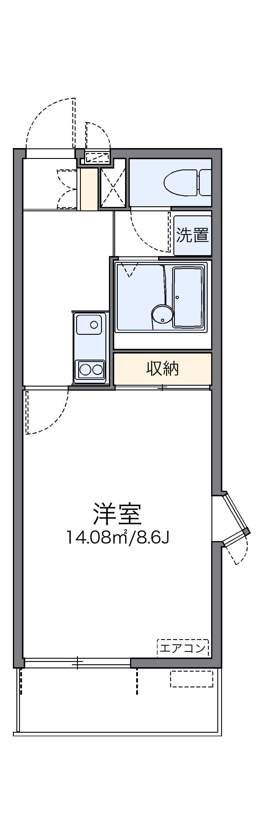 レオネクストイーエフⅢ(1K/2階)の間取り写真