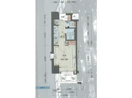 プレサンス梅田北パワーゲート(ワンルーム/8階)の間取り写真