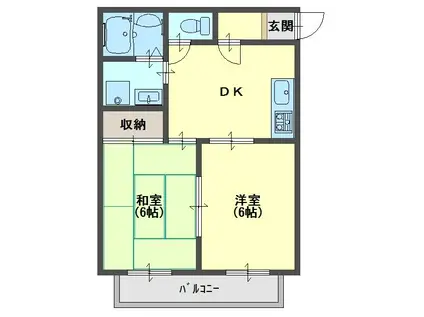 イーストフィールド(2DK/2階)の間取り写真