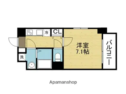 ウエンズ玉造EST(1K/4階)の間取り写真