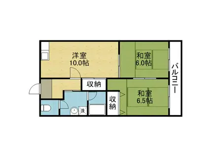 グランドハイツ平野(2LDK/3階)の間取り写真