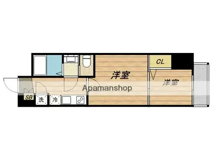 ラシュレエグゼ天王寺(2K/9階)の間取り写真