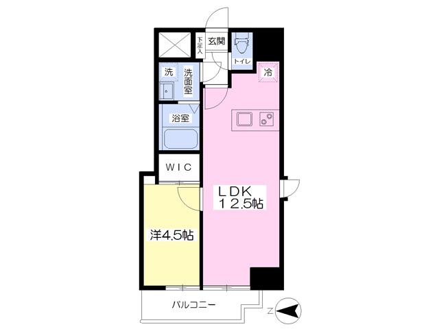 フロンティアコート堺筋本町(1LDK/14階)の間取り写真