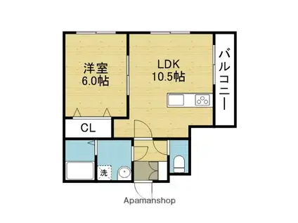 ヴィエント南巽(1LDK/2階)の間取り写真