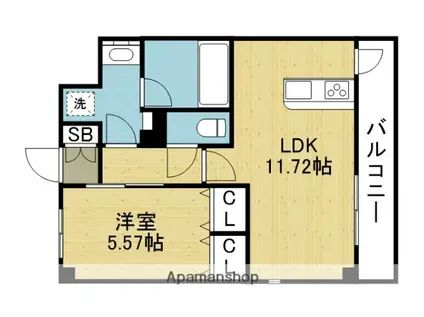 深江橋HAVEN(1LDK/4階)の間取り写真