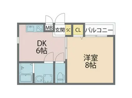 グランディール清華Ⅱ(1LDK/3階)の間取り写真