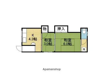 深江南アパート(2K/1階)の間取り写真