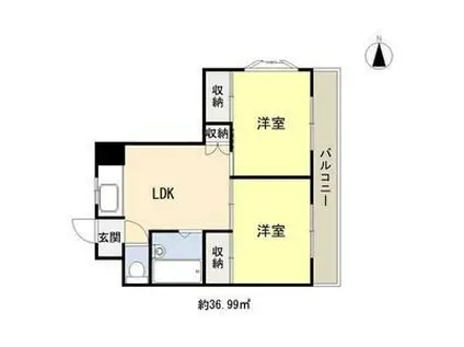 エスパス南巽(2LDK/5階)の間取り写真