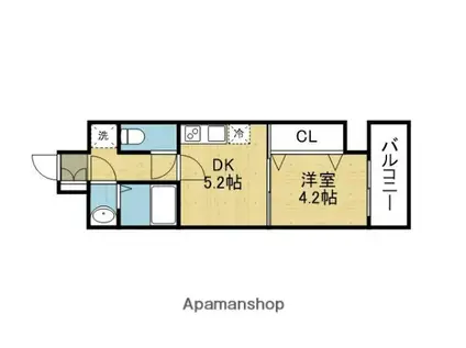 GARDENIA高井田(1DK/5階)の間取り写真