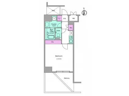 ビエラコート内久宝寺(1K/14階)の間取り写真