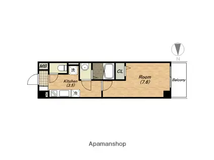 ソレイユ真田山(1K/7階)の間取り写真