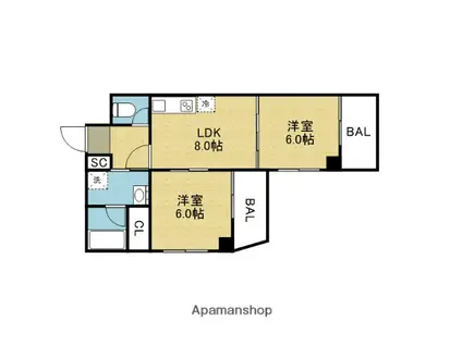 リベラルパレス桂(2DK/5階)の間取り写真