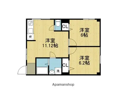 APA夕陽丘(2DK/3階)の間取り写真