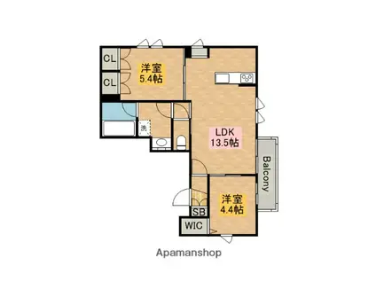 メゾン夕陽丘ノースコート(2LDK/4階)の間取り写真