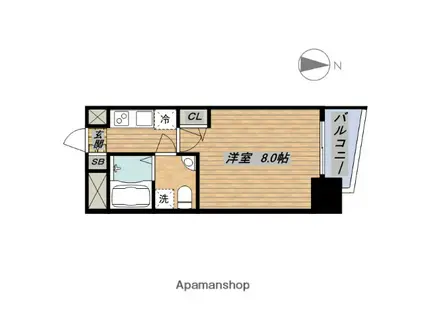 セレニテ谷町CALME(1K/7階)の間取り写真