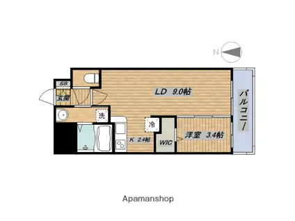 セレニテ谷町CALME(1LDK/6階)の間取り写真