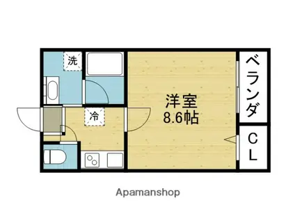 ソリティア桃谷(1K/3階)の間取り写真