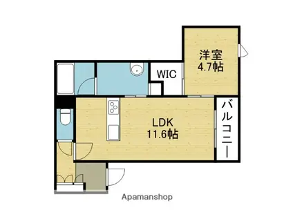 フラッツ桃谷(1LDK/1階)の間取り写真