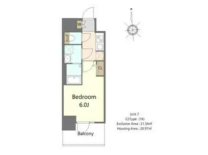 S-RESIDENCE高井田BELETA(1K/9階)の間取り写真