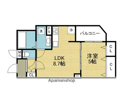 フォレストクリエオーレ中川(1LDK/1階)の間取り写真