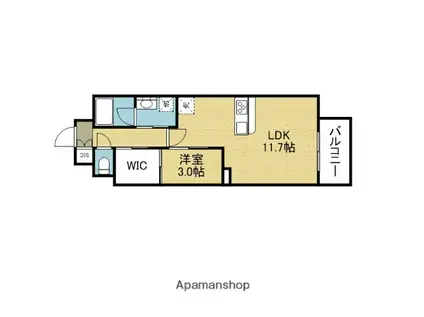 セレニテフラン谷町四丁目(1LDK/2階)の間取り写真