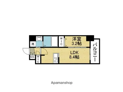 ソルテラスOSAKA緑橋クレアスト(1LDK/12階)の間取り写真
