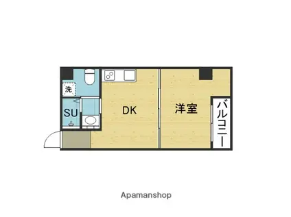 オークビル(1DK/4階)の間取り写真