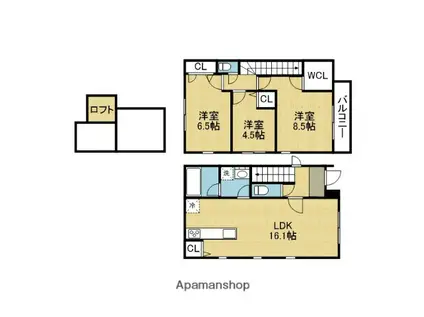 大阪環状線 桃谷駅 徒歩9分 2階建 築2年(3LDK)の間取り写真