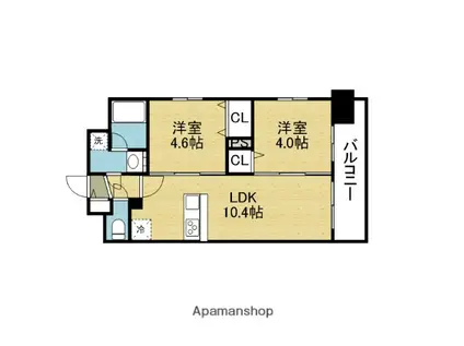 スプランディッド玉造DUE(2LDK/9階)の間取り写真