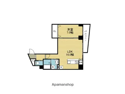 プレミアム長瀬(1LDK/8階)の間取り写真