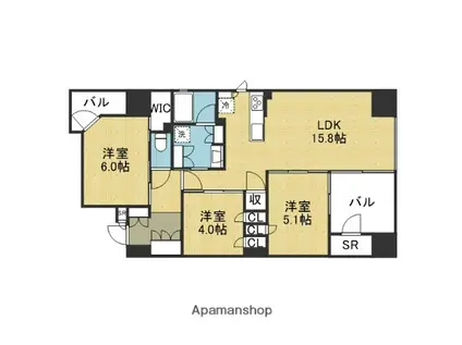 リバーガーデン四天王寺(3LDK/11階)の間取り写真