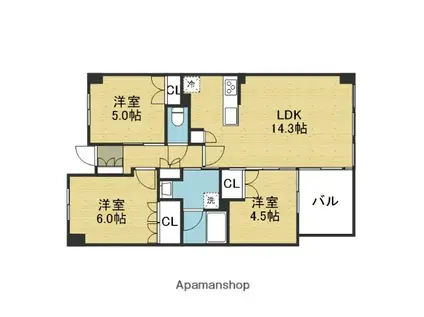 リバーガーデン四天王寺(3LDK/6階)の間取り写真