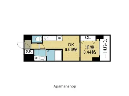 クローバー・グランデ今里(1DK/2階)の間取り写真