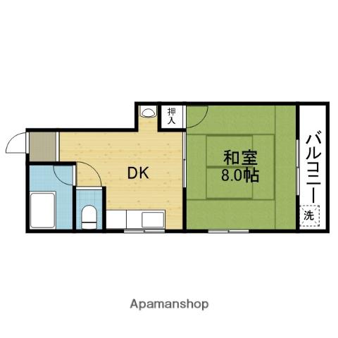 絹田ハイツ(1DK/1階)の間取り写真