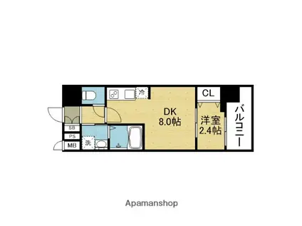 アドバンス大阪アネラ(1DK/11階)の間取り写真