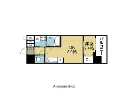 アドバンス大阪アネラ(1DK/5階)の間取り写真