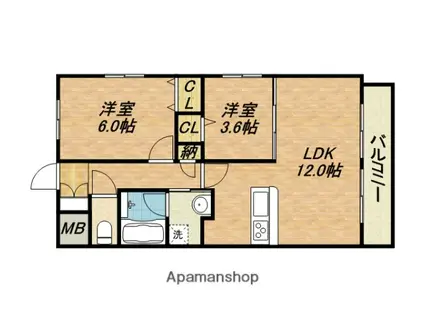 シードワン(2LDK/2階)の間取り写真