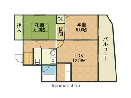 ヴォーヌング堂ヶ芝(2LDK/4階)の間取り写真