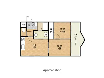 深江大発マンション(2DK/1階)の間取り写真