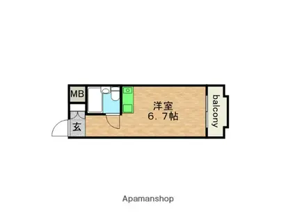 朝日プラザ緑橋Ⅱ(ワンルーム/2階)の間取り写真